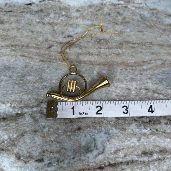 Vintage Set of 10 Metal Gold Toned Musical Instrument Christmas Ornaments - Picture 11 of 15